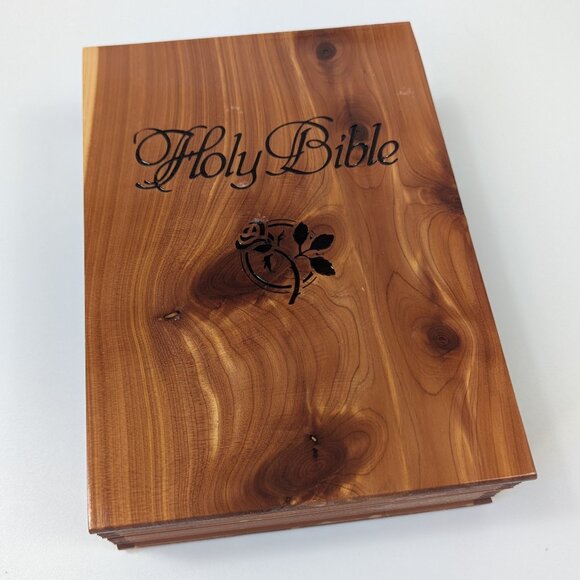 Vintage With Deepest Sympathy King James Version Sealed Holy Bible in Cedar Case - Picture 1 of 9